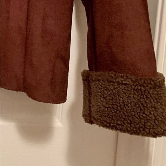 Lands End Brown Faux Shearling Jacket EUC - Picture 5 of 7